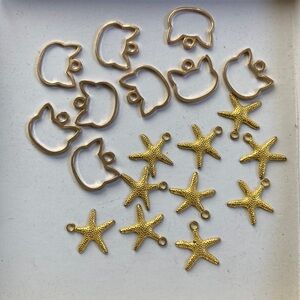 Gold plated Cat and starfish charms
